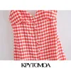 Women Chic Fashion With Buttons Plaid Midi Dress Backless Bow Tied Thin Straps Female Dresses Vestidos 210420