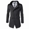 Riinr – manteau en laine mélangée pour homme, col montant, mi-long, classique, solide, Double boutonnage, chaud, automne-hiver, Nadi22