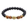 Buddha Head Stretch Bransoletka Bransoletka Handmade Black Agate Kamienne Koraliki Bransoletka Dla Kobiet Mężczyzn