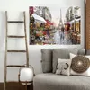 Street View Landscape Oil Painting Modern Deocrative Art Posters on Canvas for Office,Cafe Bar,Coffee Shop,Home Wall Decor, Hand Painted