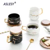 Nordique marbre tasses mat luxe eau café thé lait tasses café condensé tasse en céramique soucoupe costume avec plat cuillère ensemble Ins