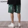 Gonthwid Harajuku Graffiti Imprimir Shorts Hip Hop Casual Bolsos Baggy Calças Curtas Calças Streetwear Homens Verão Moda Calças 210713
