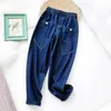 Sommar kvinnor lösa bredbenade jeans var tunna nio poäng byxor casual harem overalls kollaps gratis 210527