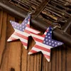 Boucles d'oreilles en cuir de la fête de l'indépendance de la mode européenne et américaine Drapeau imprimé Étoile à cinq branches Boucles d'oreilles en cuir PU Gouttes d'eau Q0709