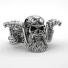 Men's Stainless Steel Punk Bearded Skull Ring Motorcycle Biker Band Rings276O