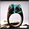 Drop levering 2021 geheime boslandschap hars hout crystal band ring handgemaakte mode-sieraden voor vrouwen en mannen 24 stijlen paar ringen Urzt