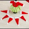 Świąteczne Dekoracje Party Garden Dekoracje Dekoracje Dla Stołowej Stołowej Knife Fork Set Mini Święty Mikołaj Christmas Hat Narzędzie Do przechowywania Drop