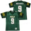 Мужчины средней школы Long Beach Polytechnic Jackrabbits Jersey 9 Jeju juju Smith-Schuster Football Team Color Green Спорт Чистый хлопок сшитая дышащая продажа