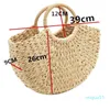 Umhängetaschen - Handgefertigte Strandtasche, runde Strohtasche, großer Eimer, Sommer-Damen-Natur-Einkaufskorb-Handtasche