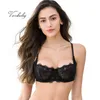 Varsbaby sexig 1/2 kopp olinerad underwire underkläder transparent andningsbar spets abcd cup behå 210623