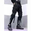 Камуфляжные тактические функциональные брюки грузовые брюки бегуны мужчины ленты многокарманские брюки гип-хоп уличная одежда гарема брюки черный WB236 H1223
