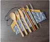 Geschirr Sets Tragbare Natürliche Bambus Stroh Löffel Gabel Messer Essstäbchen Reinigungsbürste Küche Utensil Besteck Set WB305