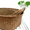 Förvaringskorgar 3st Seagrass Boxes Wicker Rattan Finishing Basket With Handtag Sundries Cosmetic Thandduk Container Toys Organizer