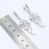 925 Silver Smycken Set för Kvinnor Vit Topaz Armband Halsband Hängsmycke Örhängen Ringfödelsedagspresent