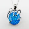 Selling Beautiful See Animals 925 Sterling Silver Fire Opal Octopus Women's Pendant Necklace For Gift 210524
