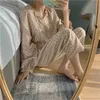 Högkvalitativ homewear tryckta blommor bomull prinsessa söta chic flickor stilig sömnkläder försäljning pyjamas set 210525