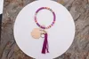 Foreign trade creative personality color soft pottery bracelet bohemian blank disc tassel keychain