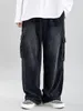 Pantalon cargo décontracté hip hop à jambe droite avec logo Street Lazy pour homme en velours côtelé