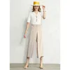 Amii minimalizm Sping Summer vneck dzianinowa koszula Kobiet mody szczupły guziki Bluzka Bluzka 1014 210401