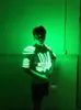 Сценический износ DJ Led Light Robot Men Costumes RGB красочные освещенные брони наряды светящиеся жилет