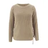 Autumn Knitted Sweaters Women Sexy O Neck Solid Split Cross Bandage Long Sleeve Pullover Tops Female Casual Loose Winter Jumper 210522