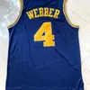 Nikivip Chris Webber 4 Michigan College Basketball Jersey Homme Cousu Bleu Marine Jaune Taille S-XXL Qualité Supérieure