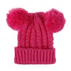 Beanies 13 Styles Baby Girls Knitted Cap Kids Crochet PomPom Beanie Hats Double Fur Ball Hats Children Knit Outdoor Caps Kid Accessories