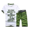 Mannen sets zomer mode korte mouw t-shirt trainingspak heren sweatshirt + 2pc casual broek mannelijke print sportkleding mannen kleding 210603