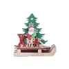 Decoração de Natal de madeira artesanal montado renas sled diy ornament santa claus elk boneco de neve xmas ornamentos festa crianças presente hy0059