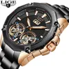Automatische horloge mannen lige zwart klassieke heren mechanische polshorloges top merk luxe dubbele waterdichte klok 210527