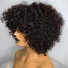 Perruque frisée crépue avec frange sans colle Remy cheveux humains brésiliens court Bob synthétique pleine dentelle avant perruques pour femmes noiresusine dire1003289