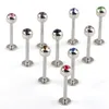 2022 new 100pcs /Set Punk Stainless Steel Crystal Tongue Belly Lip Eyebrow Nose Barbell Rings Body Piercing Jewelry 10 Styles Accessories