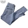 Осень светло-голубой женские джинсы хлопчатобумажные эластичные высокие талии карандаш брюки длинные для женщин Mujer Pantalones 10837 210508