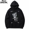 Mão Hip Hop Hoodie Streetwear Suéter Engraçado Urso ferido Imprimir Black Pullover Algodão Fleece Com Capuz Harajuku 210720