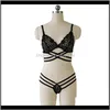 Soutien-gorge Ensembles Femmes Vêtements Sexy Lingerie Translucide Bandage Croix Ceinture Creux Soutien-Gorge Intimates Dames Sous-Vêtements Ensemble Dentelle Pan272c