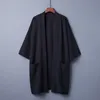 Etnisk Kläder Mode Sommar Plain Color Coat Japanska Kimono Cardigan Mujer Haori För Kvinna Man Lös längd Tunn svart Ytterplagg