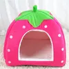 Flannel Fabric Small Pet Cat Beds Thicken Winter Pet Dog Kennel Mattress Strawberry Cat Nest Tent