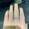 Vacker 925 Sterling Silver Ovala 8x10mm Rainbow Blue Natural Moonstone Engagement Wedding Ring