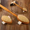 Natural Bristle Bath Brush Long Handle Wooden Bristles Soft Hair Rub Back Shower Brush Remove the Horny Massage Brush 210724