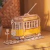 Robotime 3 tipi DIY 3D Transportation Modello in legno Building Kit Vintage Car TramCar Carrello Giocattolo Giocattolo per bambini Adulto 210812