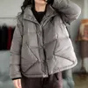 Chaqueta ligera de plumón de pato blanco suelta de gran tamaño 90 para mujer, estilo de invierno, solapa literaria, bolsillo asimétrico, Top cálido 211008