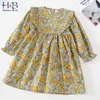 Girls Dress Children Clothing Princess Long Flying Sleeve Country Style Ruffles Flowers Baby Kids 210611