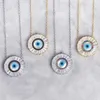 Boho Bohême rond disco turc mal pendentif collier or argent couleur baguette arc-en-ciel cz bijoux pour les yeux