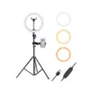 Dimmbares LED-10-Zoll-Selfie-Ringlicht mit Stativ, USB-Selfie-Ringlampe, Fotografie-Ringlicht mit 1,6 m Stativständer für Telefon-Videostudio