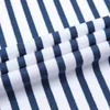 Masculino clássico não-ferro estiramento listrado vestido básico camisa único remendo bolso negócios manga longa padrão-ajuste camisas de cuidados fáceis 210506