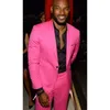 Men's Suits & Blazers 2 Pieces Pink Shawl Lapel Casual Men Suit Slim Party Blazer Celebrity Prom Tuxedo Terno Masculino (Jacket+Pants)