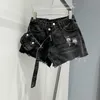Dżinsowe szorty Tassel dla kobiet wysokiej talii z torbą Asymetryczną szeroką nogę modę 2021 K643
