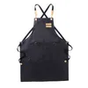 Professional PU Leather Barber Aprons for Men woman Chef Apron Kitchen- Salon Hairstylist Multi-use Adjustable with pockets 211222