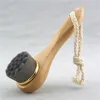 Poignée en bois Brosse de visage en fibre Brosses d'exfoliation douce massage spa pour la peau sèche nettoyage du visage