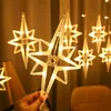 Струны светодиодные рождественские огни полярис лосей колокольчика светильника световой декор для домашней комнаты занавески